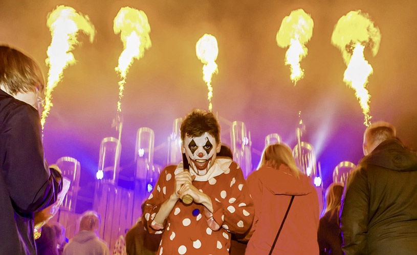 Fire show clown at FEAR Avon Valley Adventure & Wildlife Park